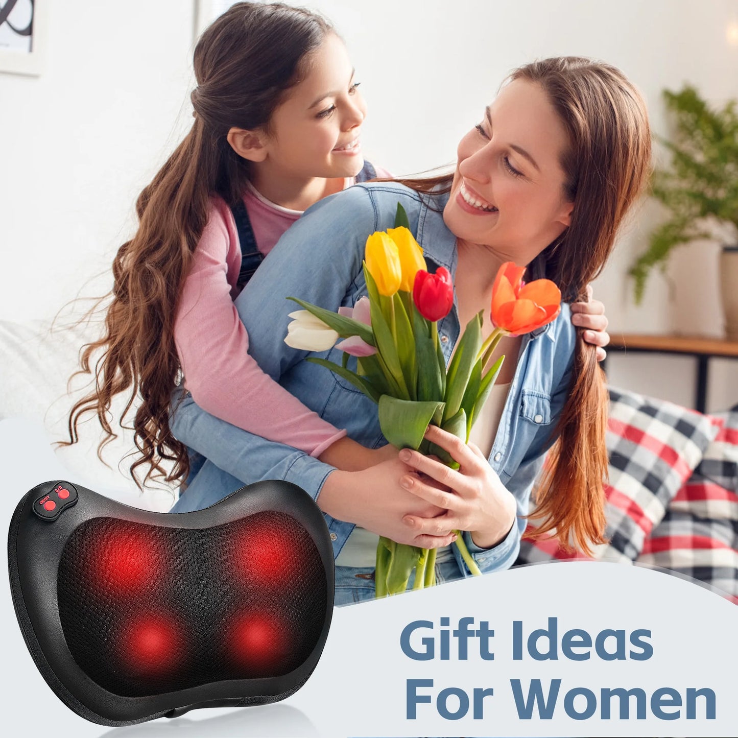 Shitasu Massager Pillow with Heat for Shoulder, Back, Neck, Deep Tissue