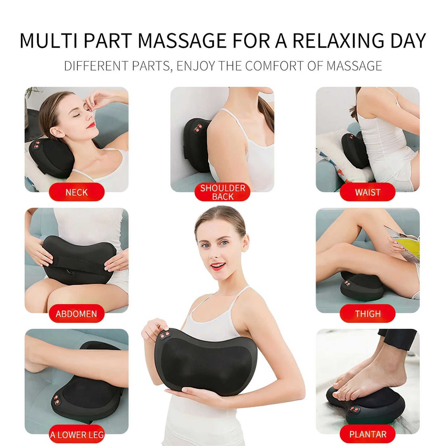 Shitasu Massager Pillow with Heat for Shoulder, Back, Neck, Deep Tissue