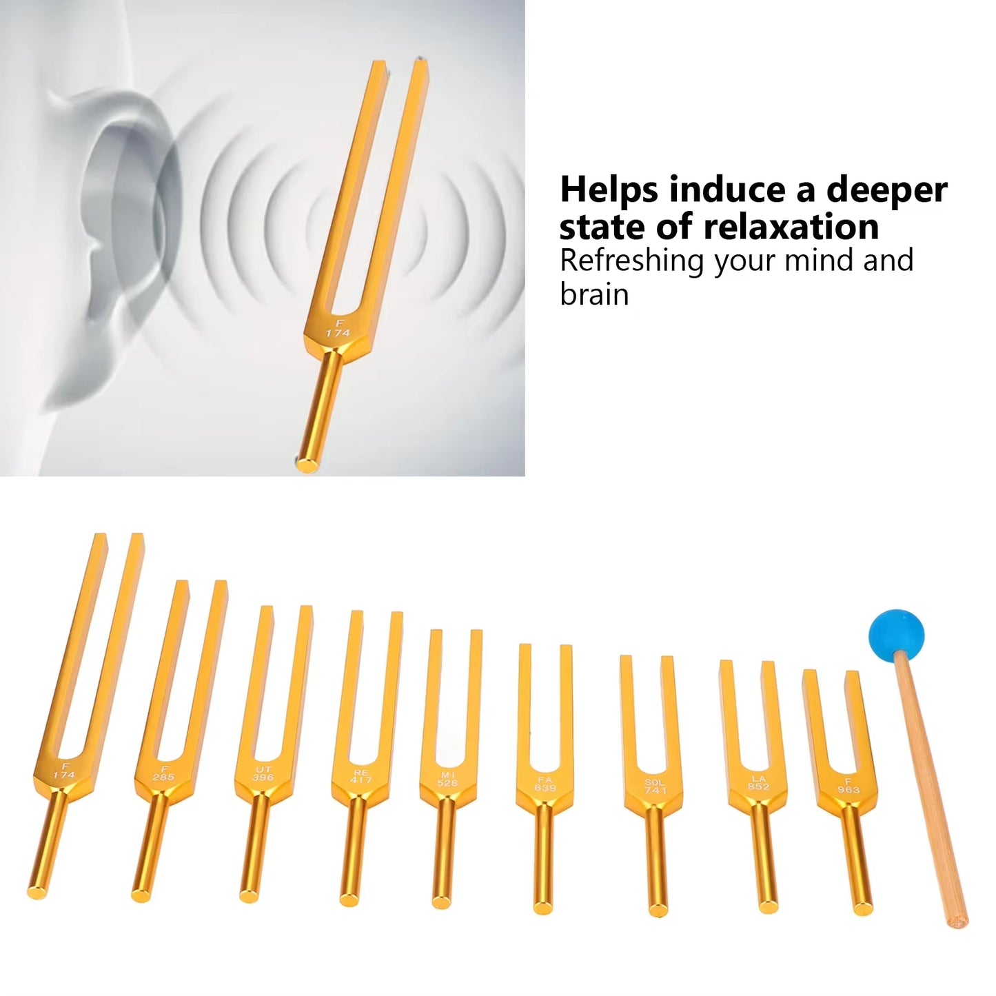 9Pcs Tuning Fork Set Tool for Sound Healing Therapy Kit