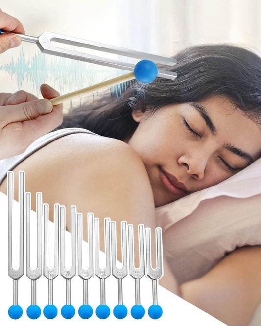 Tuning Fork Set 9 Pcs Tuning Forks with Reflex Hammer for DNA Healing Chakra Sou