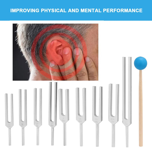 9Pcs Tuning Fork Set Tool for Sound Healing Therapy Kit