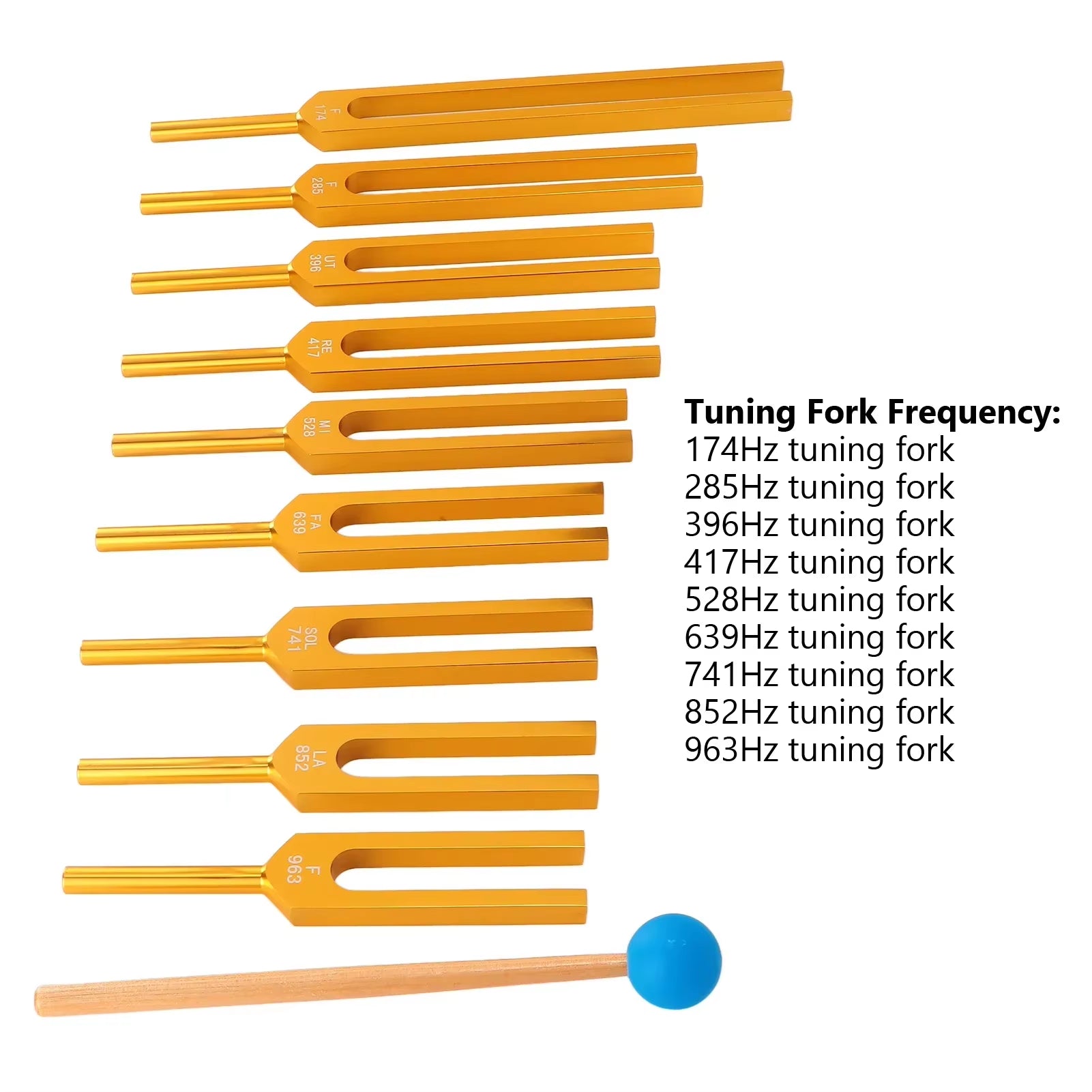 9Pcs Tuning Fork Set Tool for Sound Healing Therapy Kit