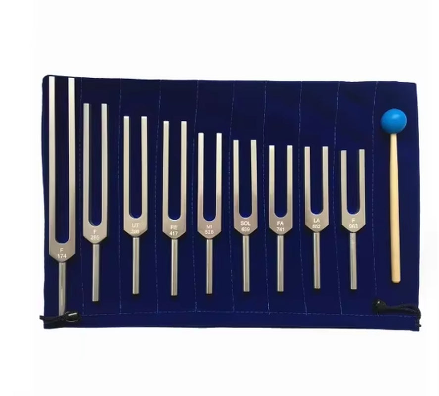 9Pcs Tuning Fork Set Tool for Sound Healing Therapy Kit