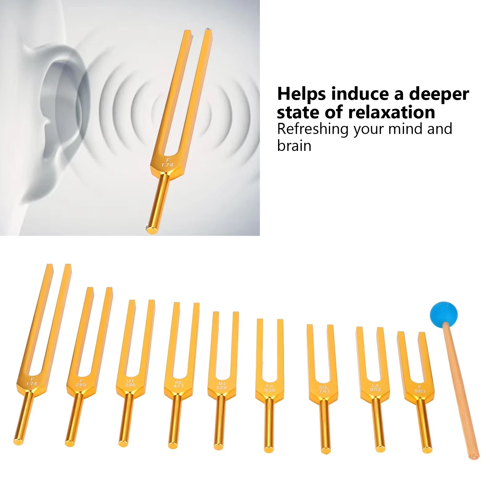 9Pcs Tuning Fork Set Tool for Sound Healing Therapy Kit